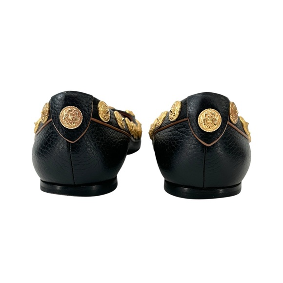 Valentino Garavani Rockstud Black Coin Embellished Leather Ballet Flats sz 37.5 - Picture 10 of 13